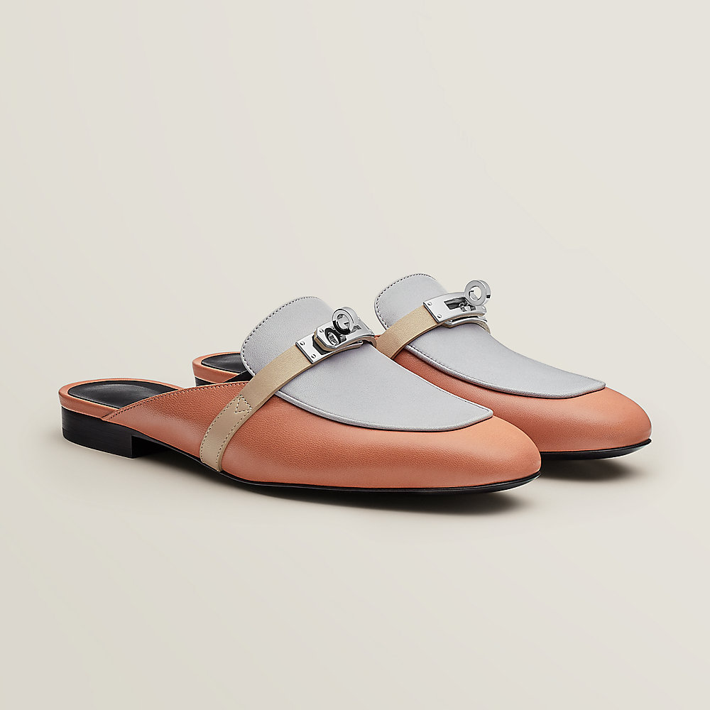 Mules Hermès OZ Neuves - Pointure 38, Cuir Bleu, Talon Plat, Avec Boîte D'Origine